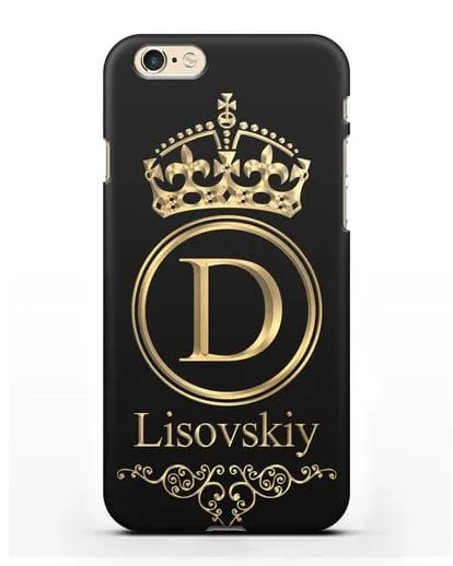 Именной чехол с монограммой, короной и вензелями с золотым рисунком силиконовый для iPhone 6s