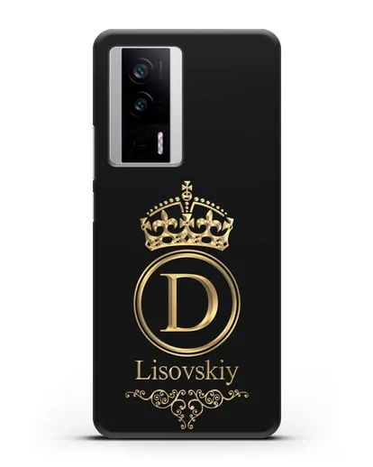 Именной чехол с монограммой, короной и вензелями с золотым рисунком силиконовый для Xiaomi Poco F5 Pro