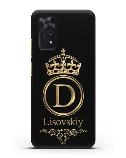 Именной чехол с монограммой, короной и вензелями с золотым рисунком силиконовый для Xiaomi Poco M4 Pro 4G