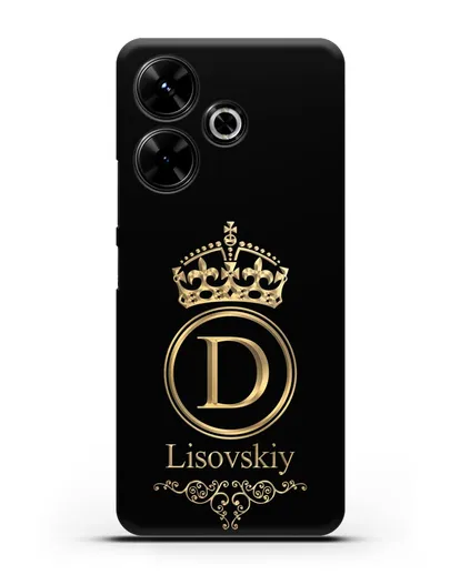 Именной чехол с монограммой, короной и вензелями с золотым рисунком силиконовый для Xiaomi Poco M6
