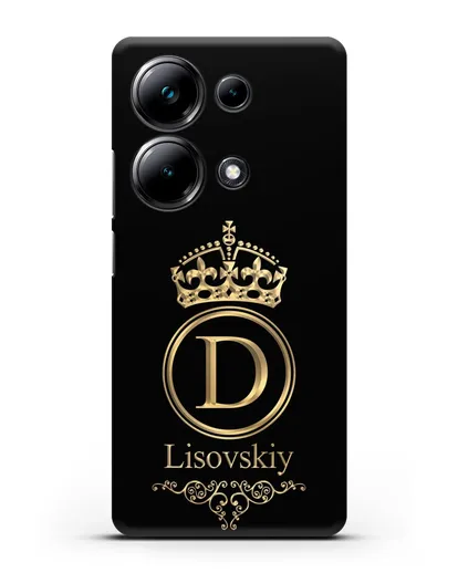Именной чехол с монограммой, короной и вензелями с золотым рисунком силиконовый для Xiaomi Poco M6 Pro