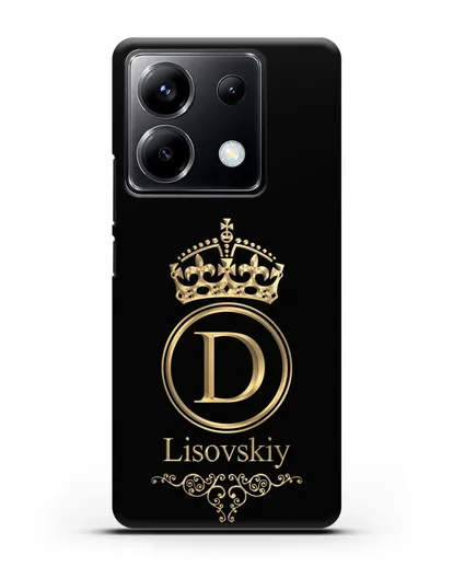 Именной чехол с монограммой, короной и вензелями с золотым рисунком силиконовый для Xiaomi Poco X6