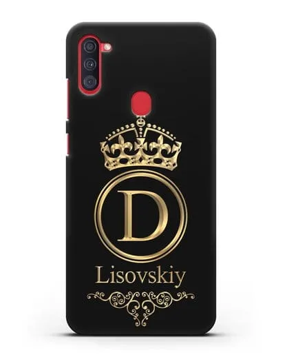 Именной чехол с монограммой, короной и вензелями с золотым рисунком силиконовый для Samsung Galaxy A11 [SM-A115F]
