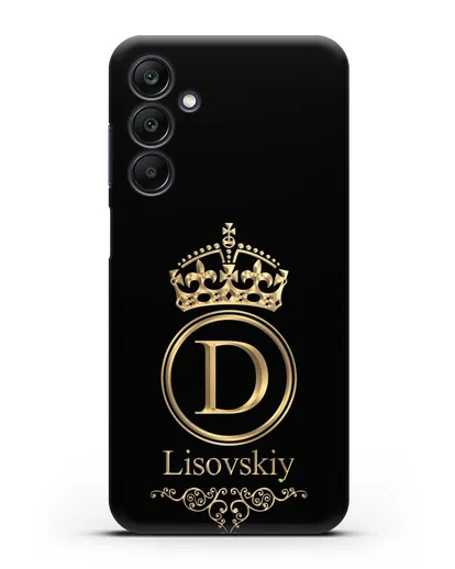 Именной чехол с монограммой, короной и вензелями с золотым рисунком силиконовый для Samsung Galaxy A15 [SM-A155]
