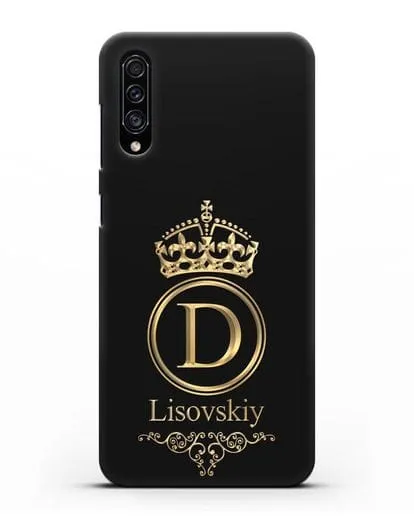 Именной чехол с монограммой, короной и вензелями с золотым рисунком силиконовый для Samsung Galaxy A30s [SM-A307FN]