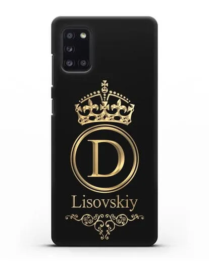 Именной чехол с монограммой, короной и вензелями с золотым рисунком силиконовый для Samsung Galaxy A31 [SM-A315F]