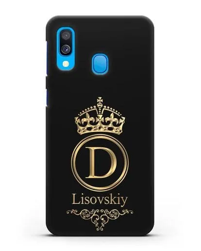 Именной чехол с монограммой, короной и вензелями с золотым рисунком силиконовый для Samsung Galaxy A40 [SM-A405F]