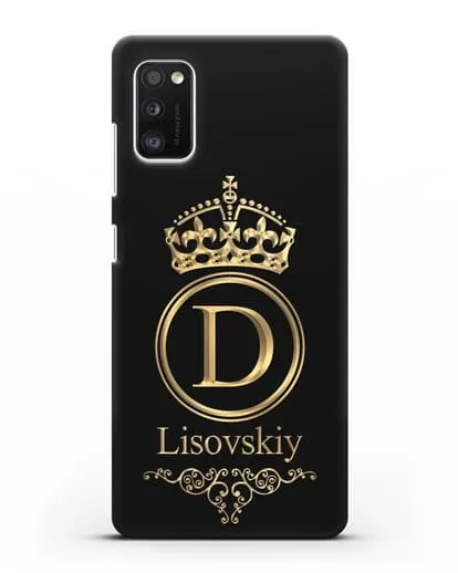 Именной чехол с монограммой, короной и вензелями с золотым рисунком силиконовый для Samsung Galaxy A41 [SM-A415F]