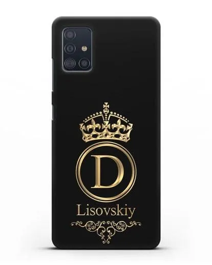 Именной чехол с монограммой, короной и вензелями с золотым рисунком силиконовый для Samsung Galaxy A51 [SM-A515F]