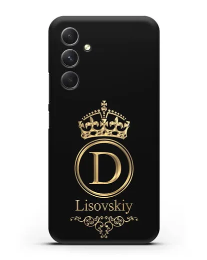 Именной чехол с монограммой, короной и вензелями с золотым рисунком силиконовый для Samsung Galaxy A54 [SM-A536]