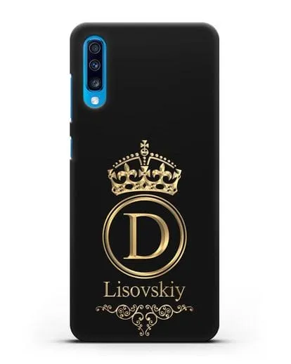 Именной чехол с монограммой, короной и вензелями с золотым рисунком силиконовый для Samsung Galaxy A70 [SM-A705F]