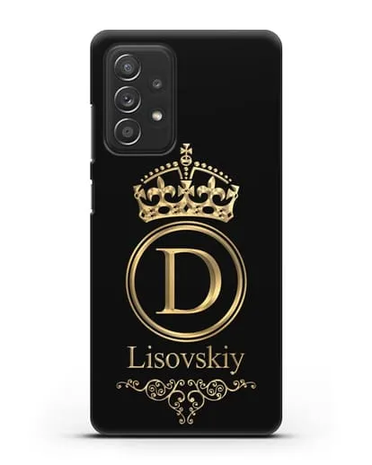 Именной чехол с монограммой, короной и вензелями с золотым рисунком силиконовый для Samsung Galaxy A53