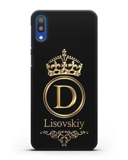Именной чехол с монограммой, короной и вензелями с золотым рисунком силиконовый для Samsung Galaxy M10 [SM-M105F]