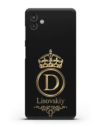 Именной чехол с монограммой, короной и вензелями с золотым рисунком силиконовый для Samsung Galaxy M13 [SM-M135]