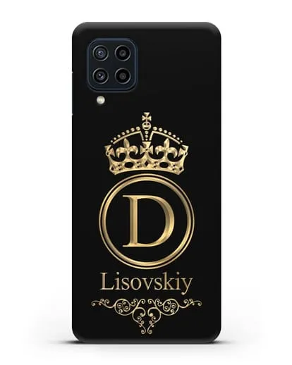 Именной чехол с монограммой, короной и вензелями с золотым рисунком силиконовый для Samsung Galaxy M22 [M225F]