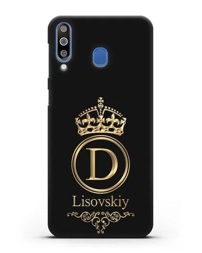 Именной чехол с монограммой, короной и вензелями с золотым рисунком силиконовый для Samsung Galaxy M30 [SM-M305F]