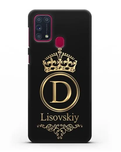 Именной чехол с монограммой, короной и вензелями с золотым рисунком силиконовый для Samsung Galaxy M31 [SM-M315F]