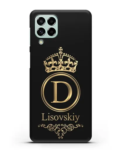 Именной чехол с монограммой, короной и вензелями с золотым рисунком силиконовый для Samsung Galaxy M33 [SM-M336]