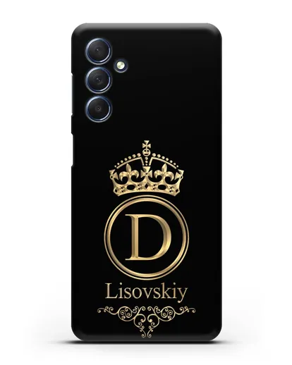Именной чехол с монограммой, короной и вензелями с золотым рисунком силиконовый для Samsung Galaxy M54 [SM-M546]