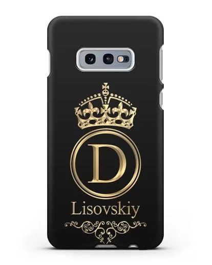Именной чехол с монограммой, короной и вензелями с золотым рисунком силиконовый для Samsung Galaxy S10e [SM-G970F]