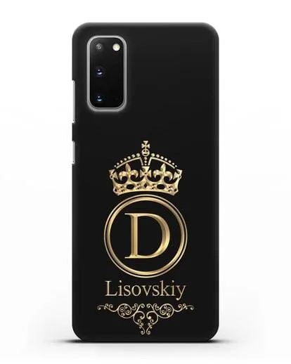 Именной чехол с монограммой, короной и вензелями с золотым рисунком силиконовый для Samsung Galaxy S20 [SM-G980F]