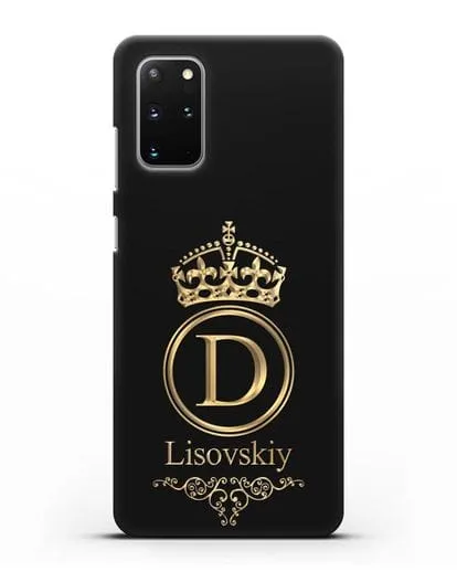 Именной чехол с монограммой, короной и вензелями с золотым рисунком силиконовый для Samsung Galaxy S20 Plus [SM-G985F]