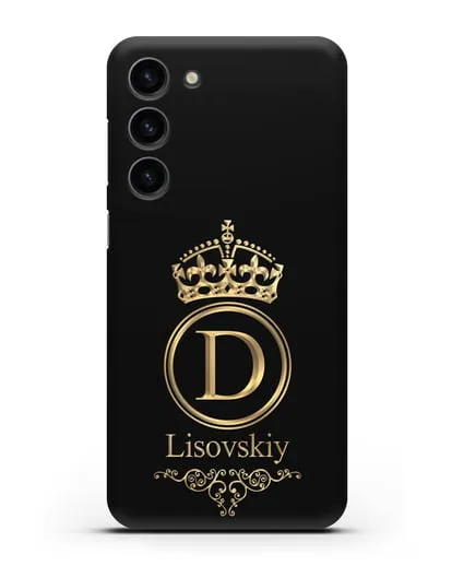 Именной чехол с монограммой, короной и вензелями с золотым рисунком силиконовый для Samsung Galaxy S23 Plus [SM-S916]