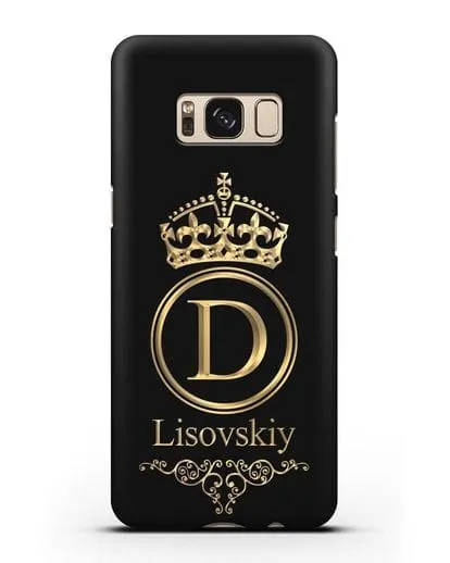 Именной чехол с монограммой, короной и вензелями с золотым рисунком силиконовый для Samsung Galaxy S8 [SM-950F]