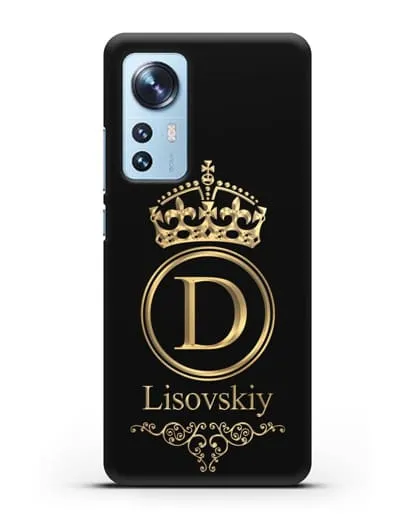 Именной чехол с монограммой, короной и вензелями с золотым рисунком силиконовый для Xiaomi 12