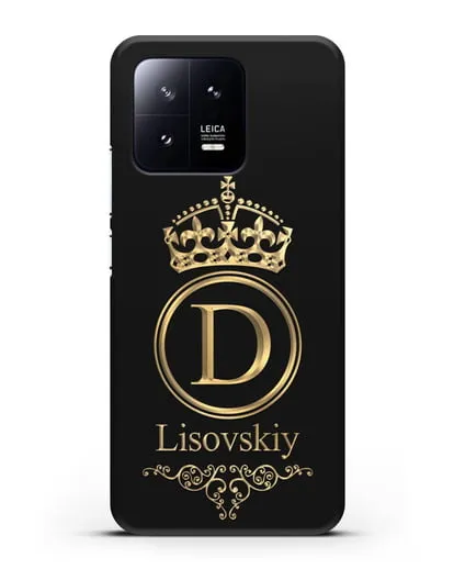 Именной чехол с монограммой, короной и вензелями с золотым рисунком силиконовый для Xiaomi 13