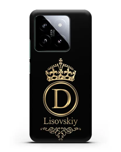 Именной чехол с монограммой, короной и вензелями с золотым рисунком силиконовый для Xiaomi 14