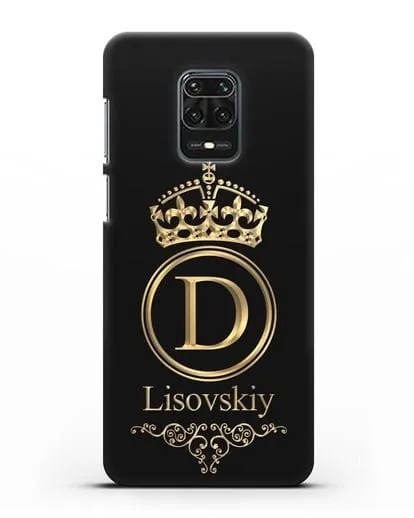 Именной чехол с монограммой, короной и вензелями с золотым рисунком силиконовый для Xiaomi Redmi Note 9S