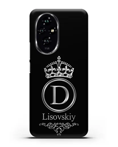 Именной чехол с монограммой, короной и вензелями с серебряным рисунком силиконовый для Honor 200
