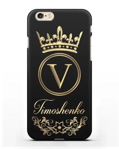 Чехол с фамилией и монограммой, короной и вензелями с золотым рисунком силиконовый для iPhone 6s