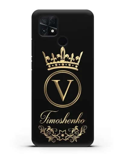 Чехол с фамилией и монограммой, короной и вензелями с золотым рисунком силиконовый для Xiaomi Poco C40