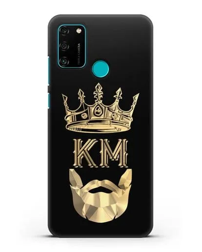 Чехол с короной и инициалами для мужчины с золотым рисунком силиконовый для Honor 9A