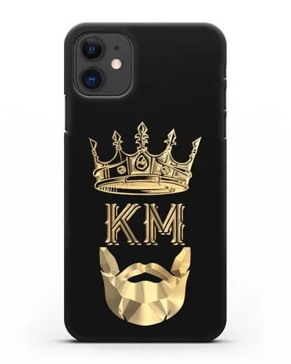 Чехол с короной и инициалами для мужчины с золотым рисунком силиконовый для iPhone 11