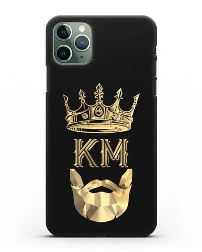 Чехол с короной и инициалами для мужчины с золотым рисунком силиконовый для iPhone 11 Pro