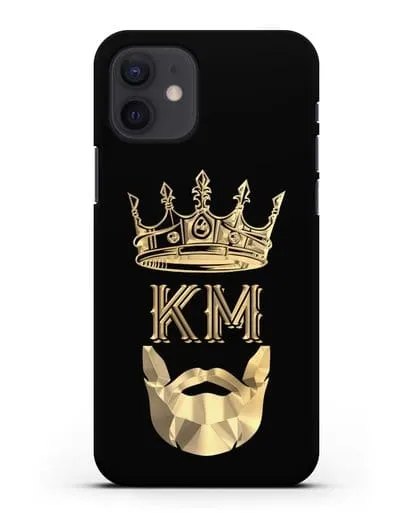 Чехол с короной и инициалами для мужчины с золотым рисунком силиконовый для iPhone 12