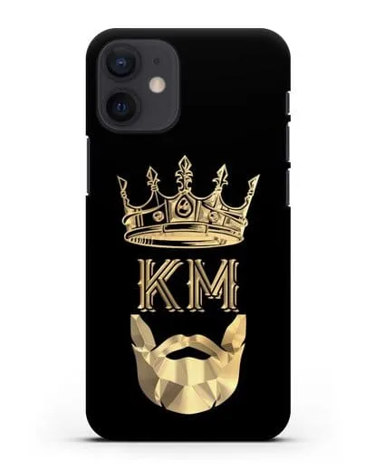 Чехол с короной и инициалами для мужчины с золотым рисунком силиконовый для iPhone 12 mini