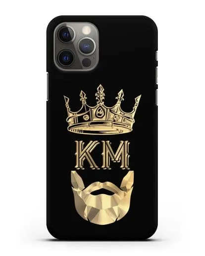 Чехол с короной и инициалами для мужчины с золотым рисунком силиконовый для iPhone 12 Pro