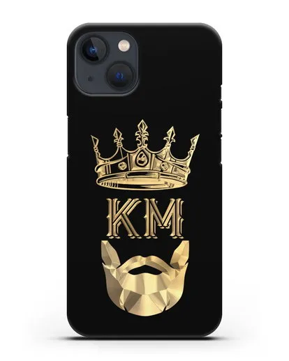 Чехол с короной и инициалами для мужчины с золотым рисунком силиконовый для iPhone 13