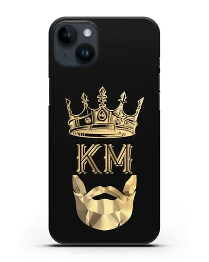 Чехол с короной и инициалами для мужчины с золотым рисунком силиконовый для iPhone 14 Plus