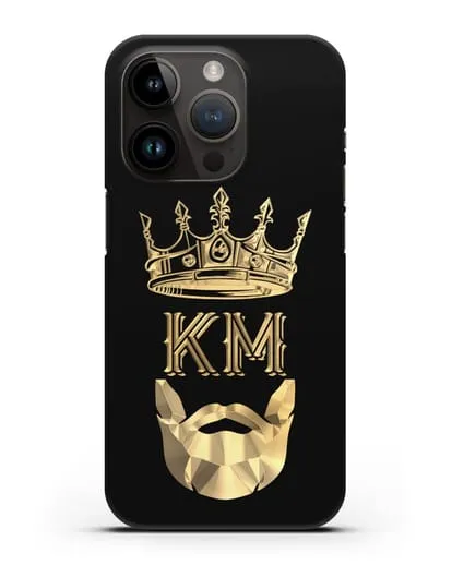 Чехол с короной и инициалами для мужчины с золотым рисунком силиконовый для iPhone 14 Pro