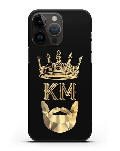 Чехол с короной и инициалами для мужчины с золотым рисунком силиконовый для iPhone 14 Pro Max