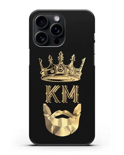 Чехол с короной и инициалами для мужчины с золотым рисунком силиконовый для iPhone 15 Pro Max