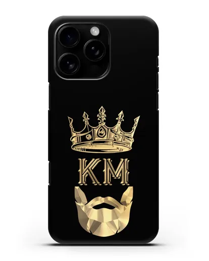 Чехол с короной и инициалами для мужчины с золотым рисунком силиконовый для iPhone 16 Pro Max
