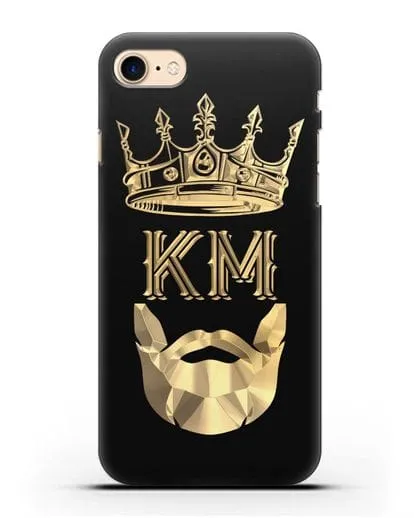 Чехол с короной и инициалами для мужчины с золотым рисунком силиконовый для iPhone 7