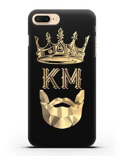 Чехол с короной и инициалами для мужчины с золотым рисунком силиконовый для iPhone 8 Plus