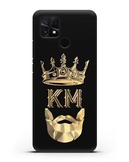 Чехол с короной и инициалами для мужчины с золотым рисунком силиконовый для Xiaomi Poco C40